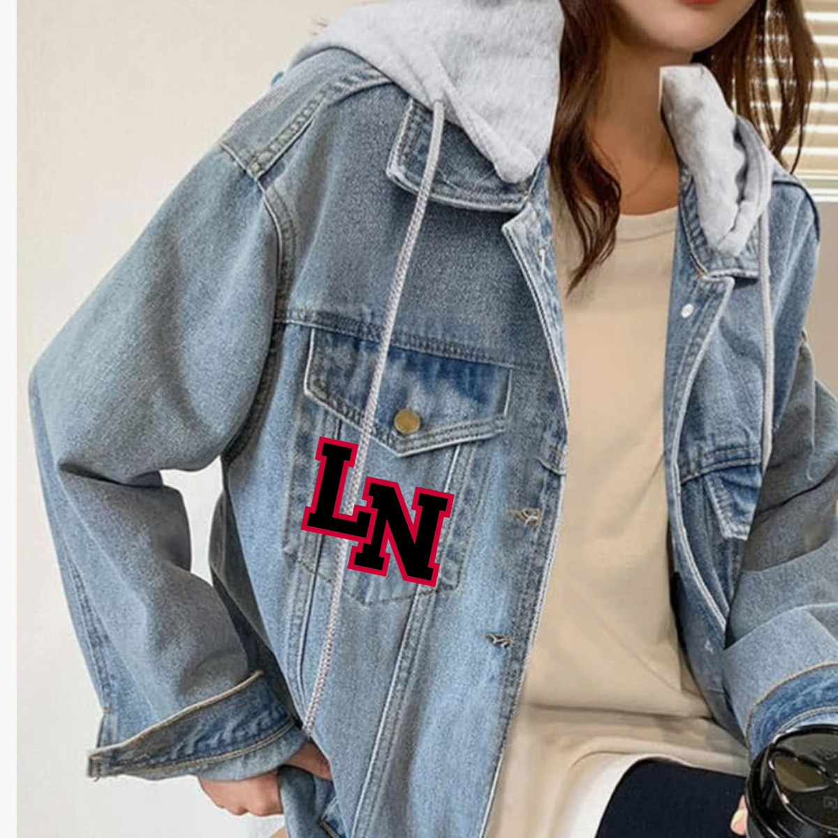 Lakeville North embroidered & applique Jean Jacket