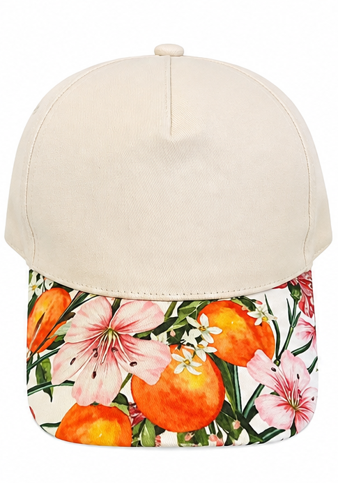 Orange Blossom Floral Canvas Hat