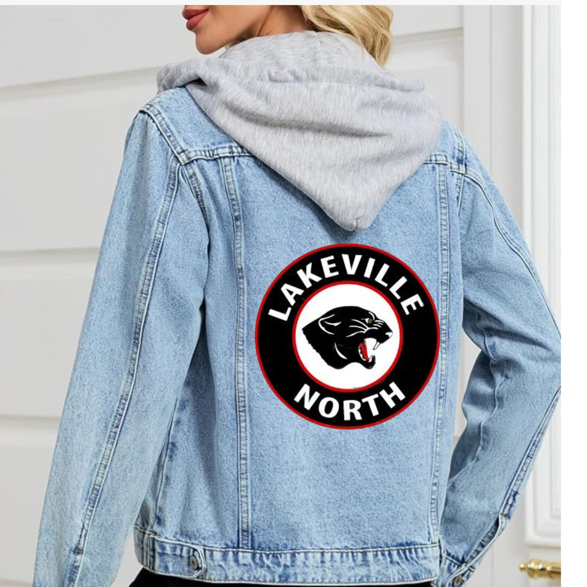 Lakeville North embroidered & applique Jean Jacket