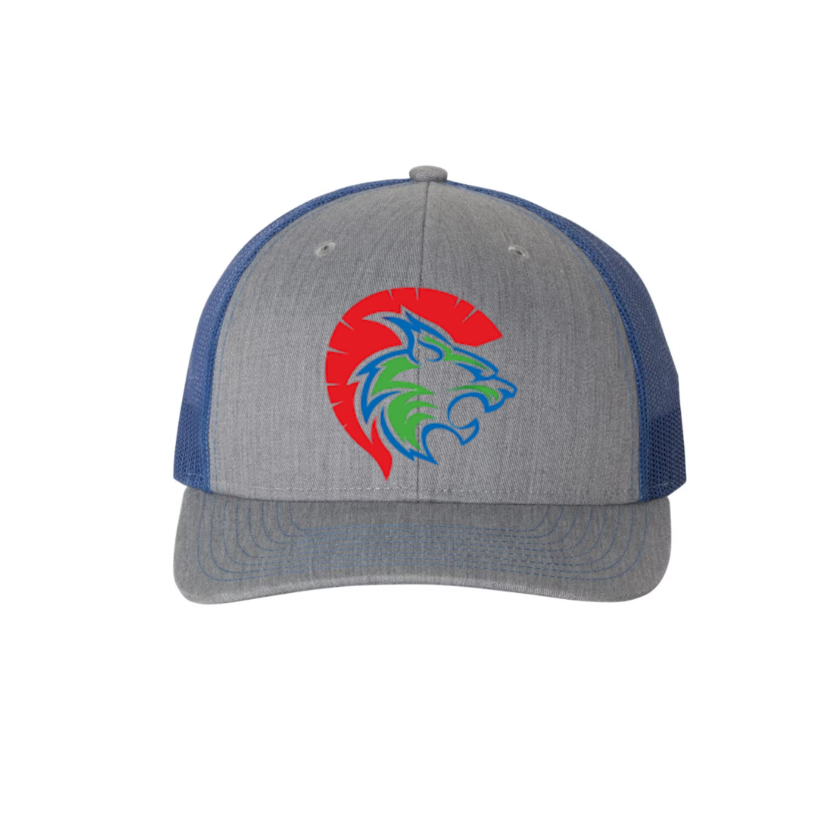 Embroidered Spartacat logo on a richardson 112 trucker hat