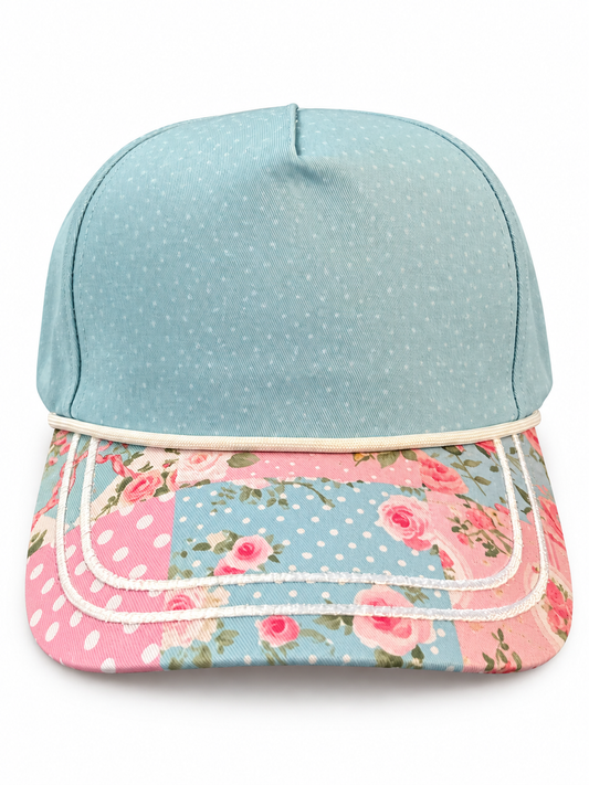 Vintage Rose Patchwork Canvas Hat