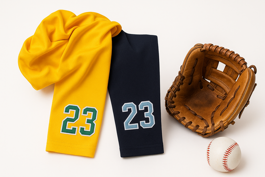 Baseball/softball compression shirt with custom embroidered number