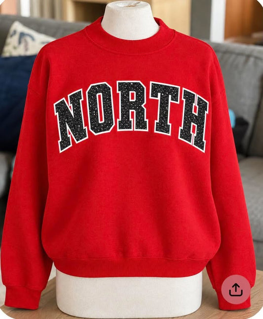 Crew neck glitter applique sweatshirt