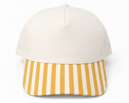 Striped Brim Canvas Trucker- Yellow/Tan