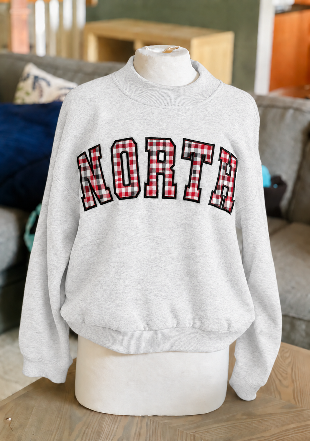 North applique mock neck sweatshirt