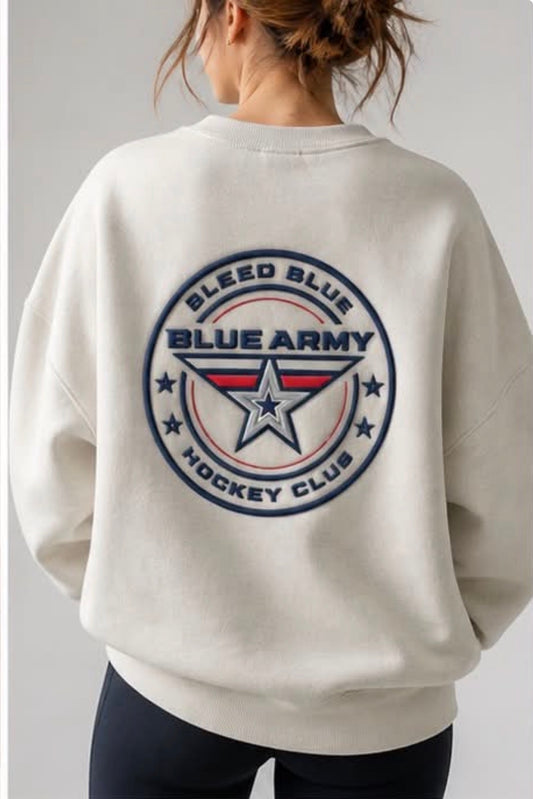 Blue army women's full back embroidered sweatshirt