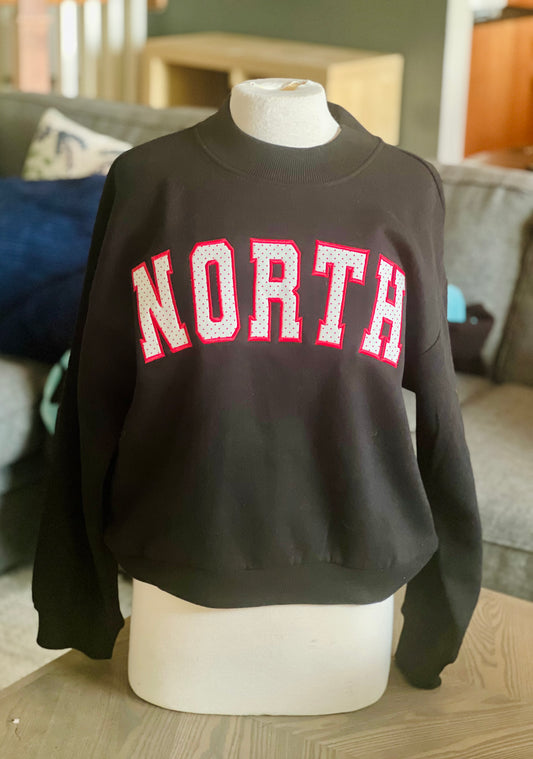 North applique mock neck sweatshirt