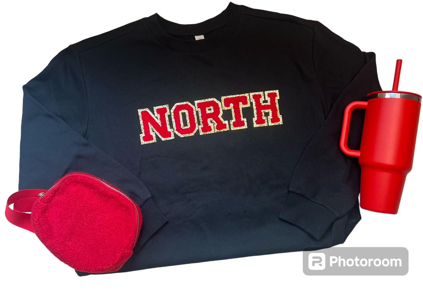 NORTH chenille patch letter sweatshirt