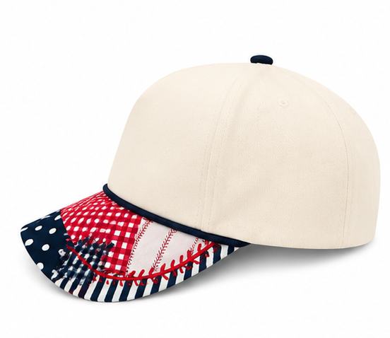 All-American Baseball Patchwork Canvas Hat