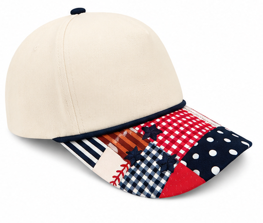 All-American Baseball Patchwork Canvas Hat
