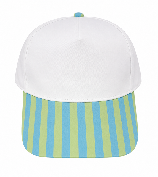 Striped Brim Canvas Trucker- Green