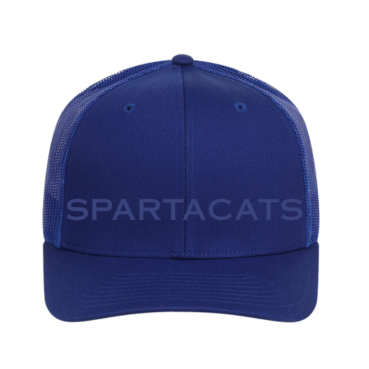 3D Embroidered Spartacats on a richardson 112 trucker hat