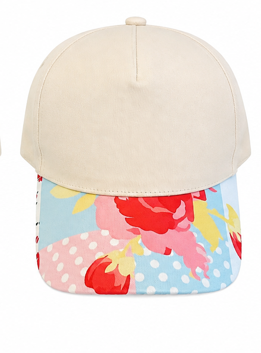 Bright Blooms & Polka Dot Canvas Hat