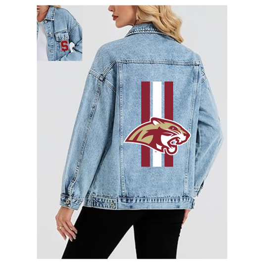 Lakeville South embroidered & applique jean jacket
