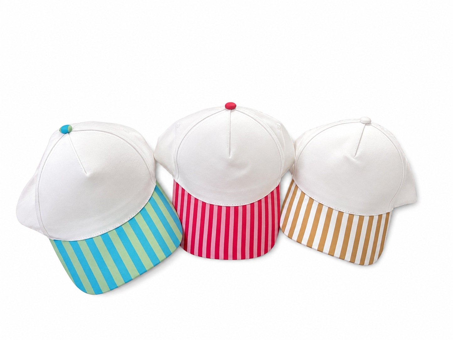Striped Brim Canvas Trucker- Yellow/Tan
